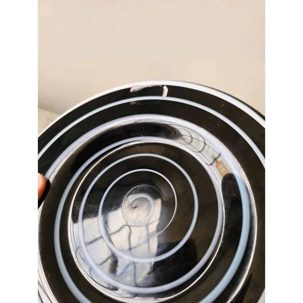 Pier 1 swirl black plate‎ art white unique retired